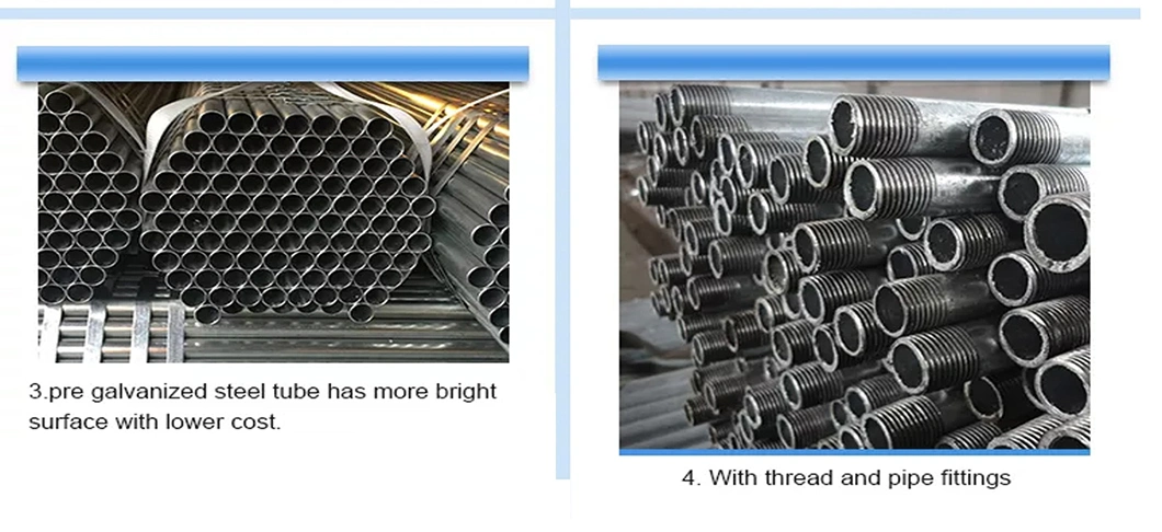 China Manufacturer Building Material Hot Dipped Threaded Process Seamless Gi Q195 Q235B Zinc Coating Z275 Z100 Galvanised Steel Tube Galvanized Rectangular Pipe
